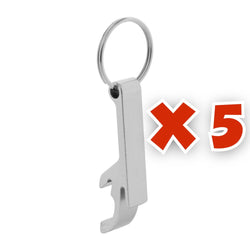 MissKraft - 5 Porte-clés Décapsuleurs en métal à graver Russel  - Argent