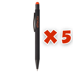 MissKraft -  5 Stylos à bille à graver Pearly Noir embout Orange