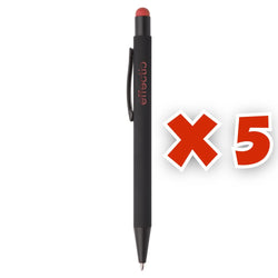 MissKraft -  5 Stylos à bille à graver Pearly Noir embout Rouge