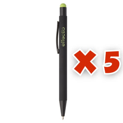 MissKraft -  5 Stylos à bille à graver Pearly Noir embout Vert Clair