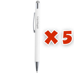 MissKraft -  5 Stylos à bille à graver Wirly Blanc embout Argenté