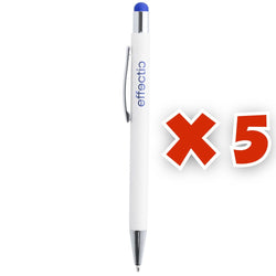 MissKraft -  5 Stylos à bille à graver Wirly Blanc embout Bleu