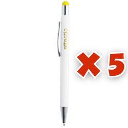 MissKraft -  5 Stylos à bille à graver Wirly Blanc embout Jaune