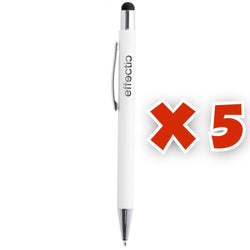 MissKraft -  5 Stylos à bille à graver Wirly Blanc embout Noir