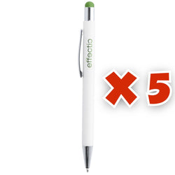 MissKraft -  5 Stylos à bille à graver Wirly Blanc embout Vert