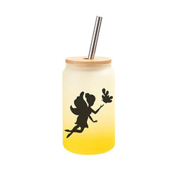 MissKraft Sublimation | Verre Givré avec Paille et Couvercle Bambou | Jaune Dégradé | 400 ml - Sublimé