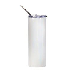 MissKraft Sublimation | Verre en Acier avec Paille | Blanc Pailleté | 600 ml