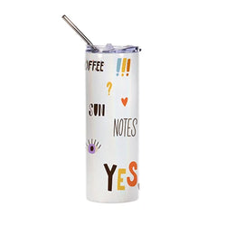 MissKraft Sublimation | Verre en Acier avec Paille | Blanc Pailleté | 600 ml - Sublimé