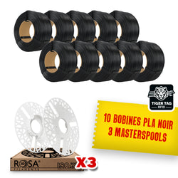 Pack Refill Rosa3D - PLA Starter Noir + Masterspool x3