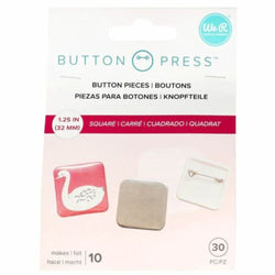 We R Memory - Button Press - 10 Badges Carrés Moyens - 32 mm